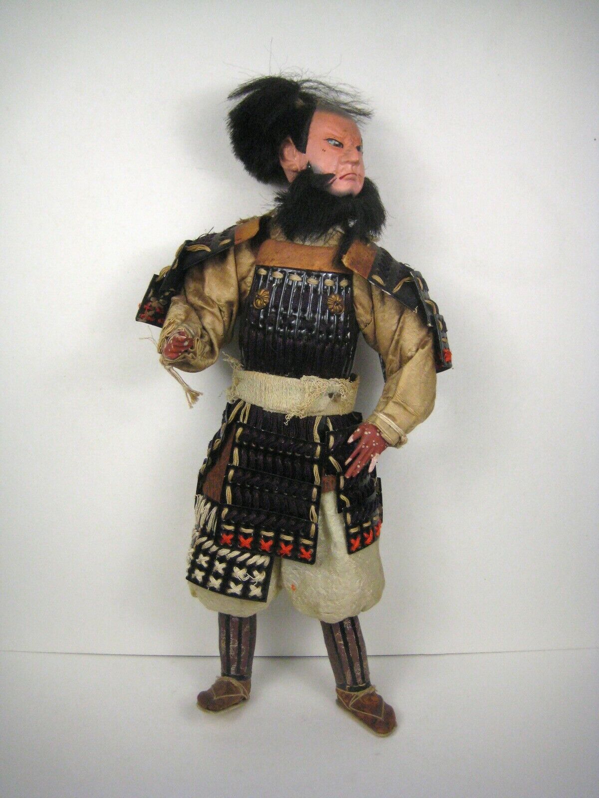Vintage Samurai Warrior Japanese Fabric Yarn Armor NO STAND 12 inches