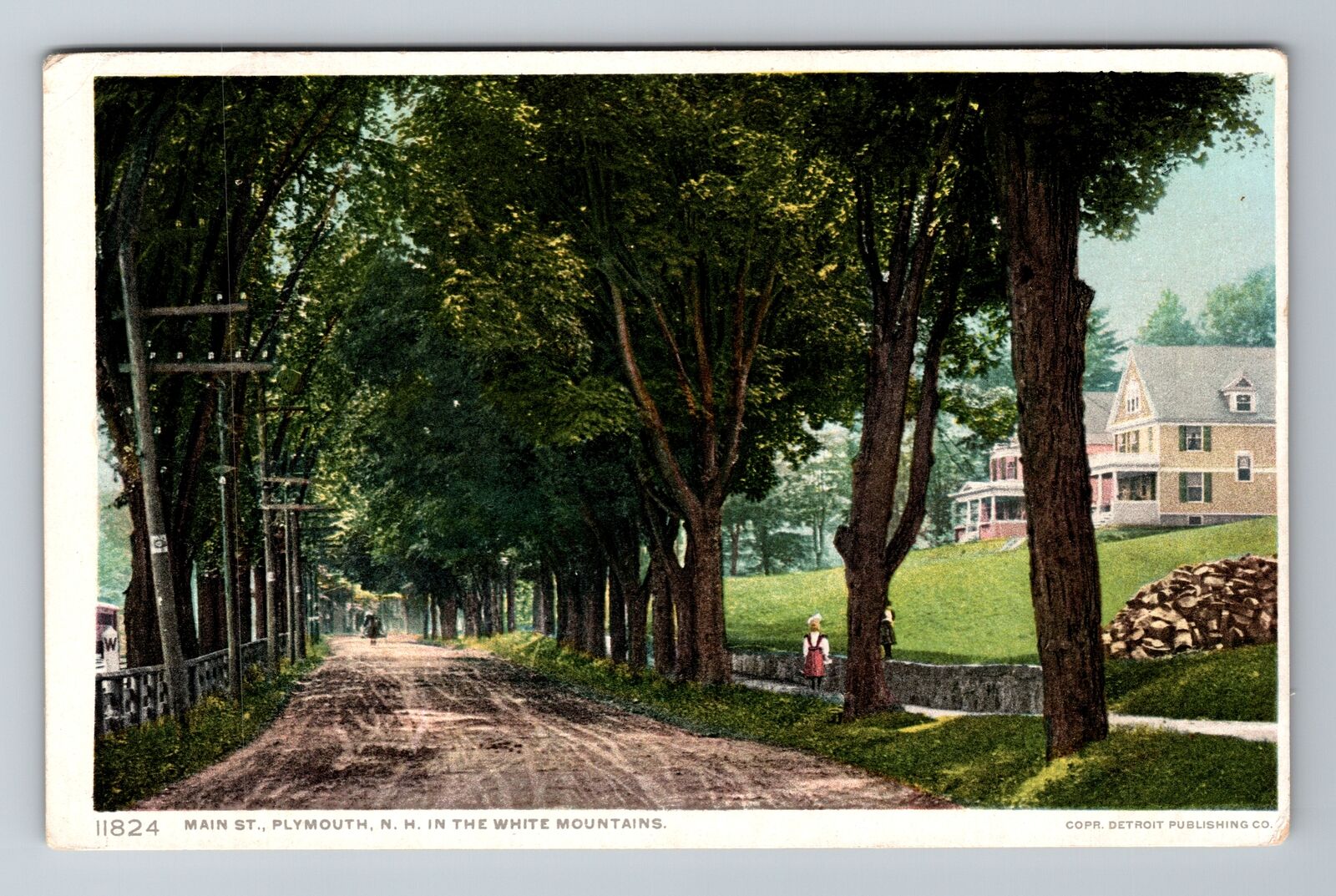 Plymouth NH-New Hampshire, Main Street, Antique, Vintage Souvenir Postcard