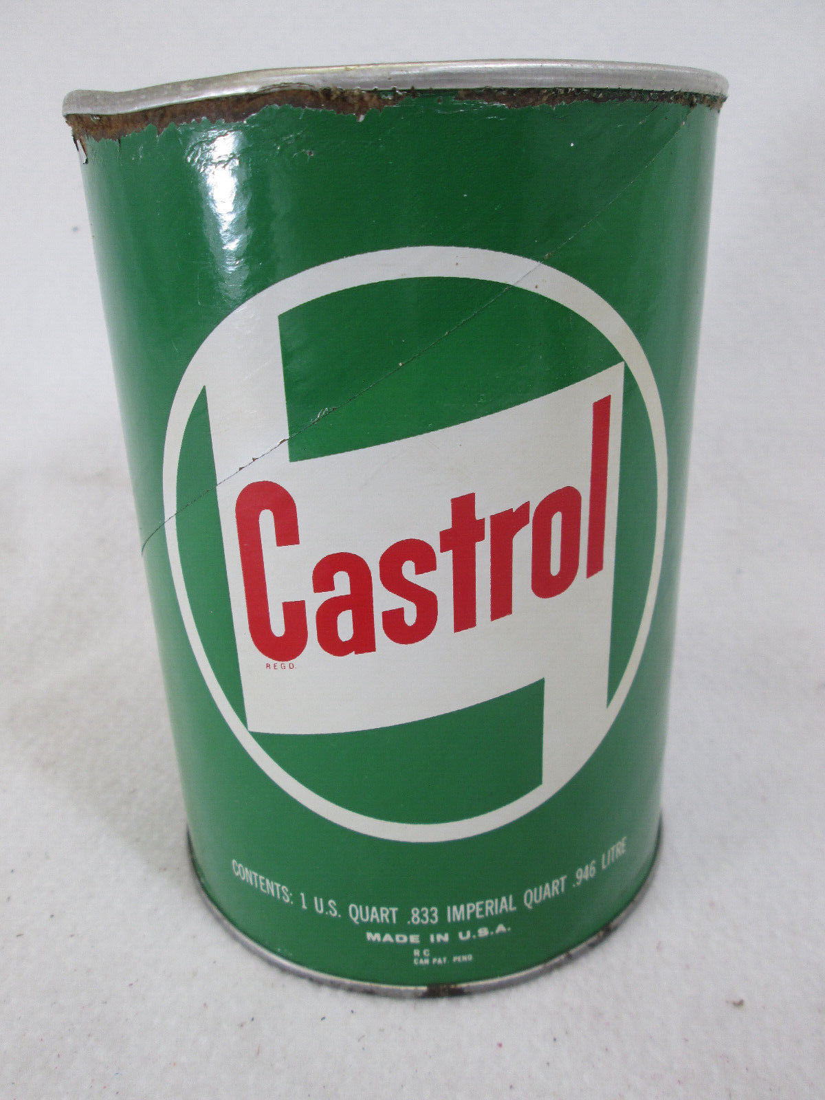 Vintage Castrol Motor Oil empty one quart composite can