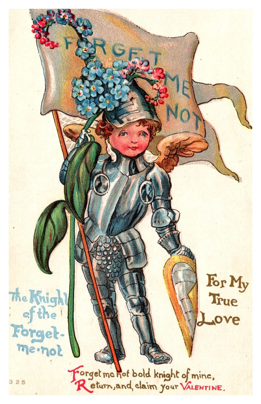 ARTIST IMPRESSION 1911 VALENTINE KNIGHT SHINING ARMOR ROMANCE POSTCARD #245