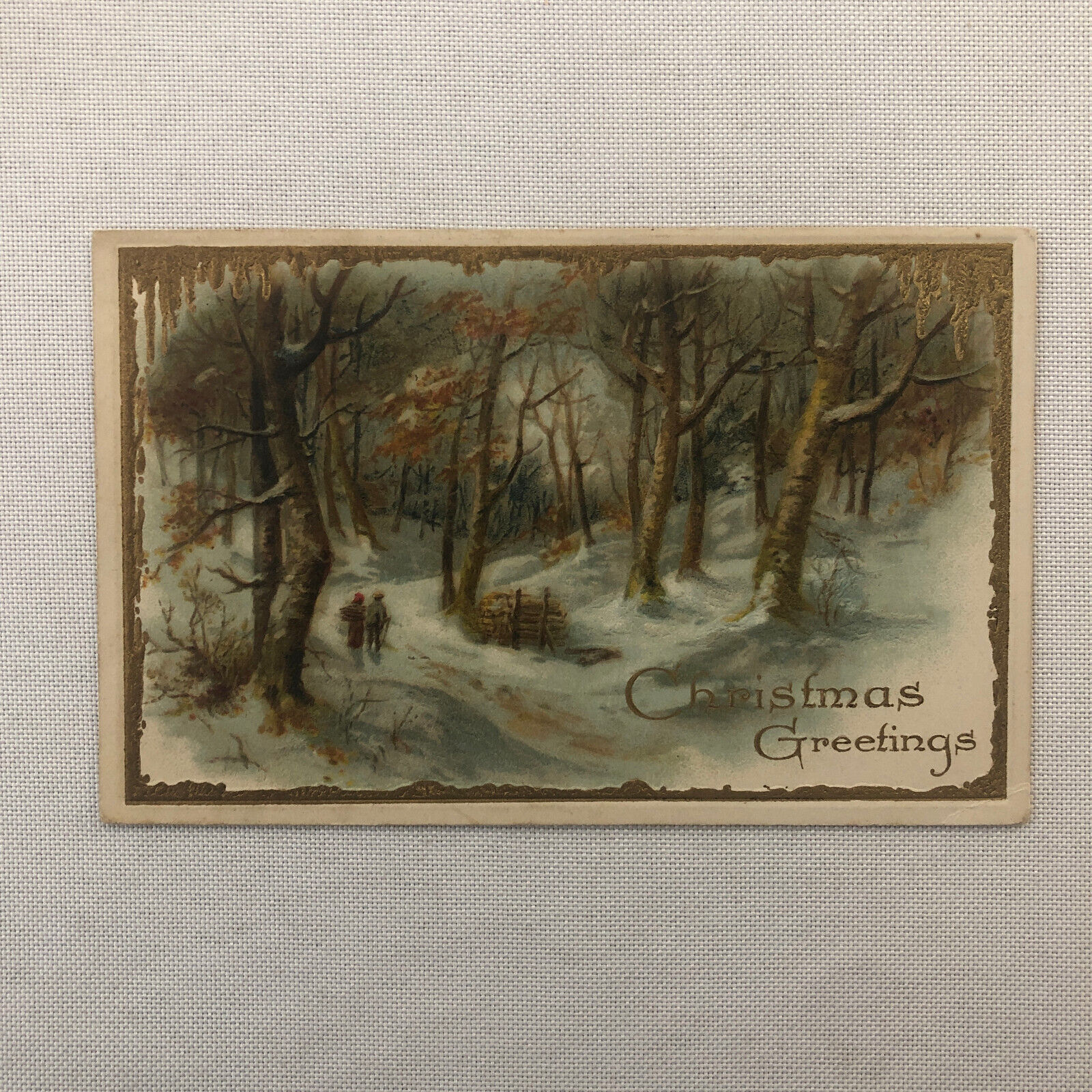 Christmas Postcard Post Card Vintage Embossed Antique Posted 1925