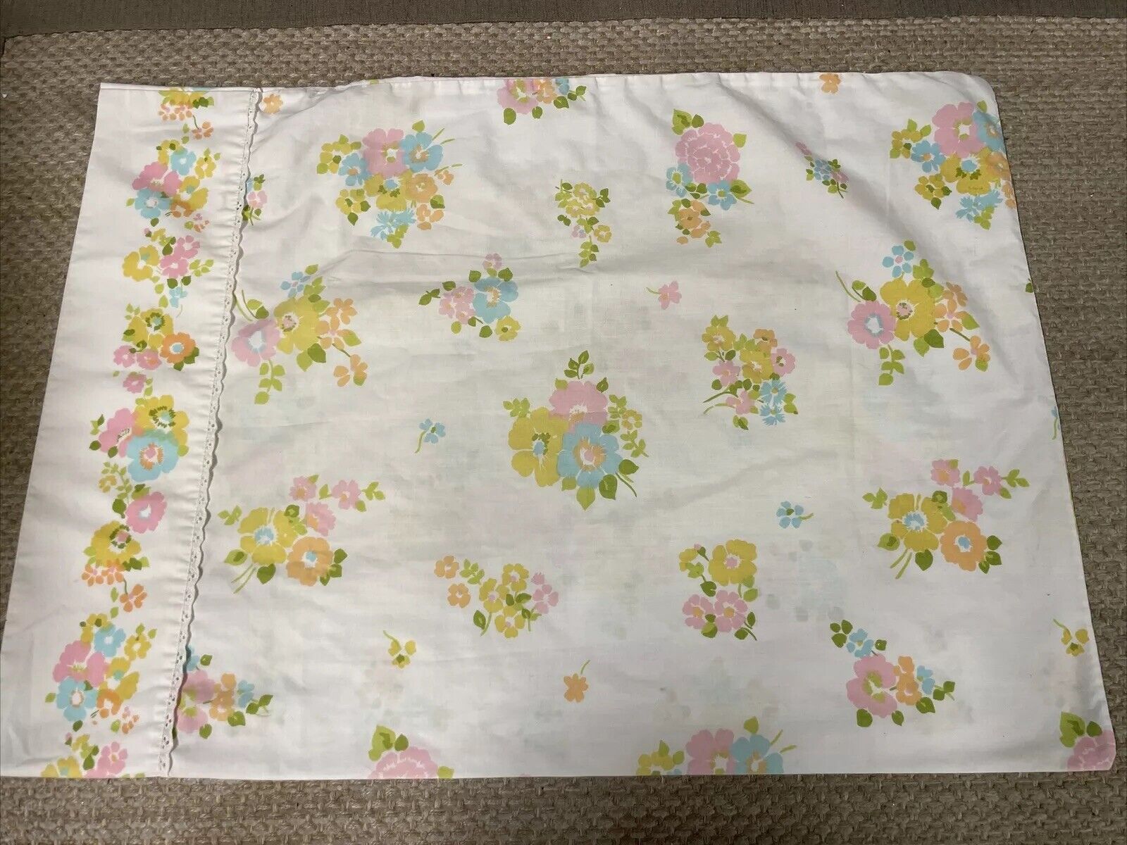 VTG 70s Fashion Manor Floral JCPenney Percale Penn Prest Standard Pillowcase