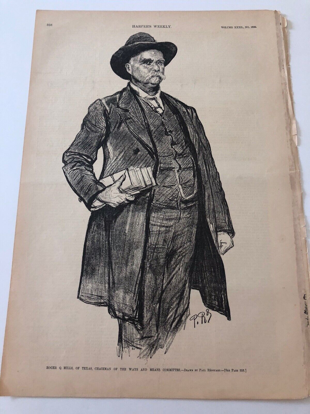 1888 Harpers Antique Print Texas Senator Roger Q. Mills Ex-Confederate #4320