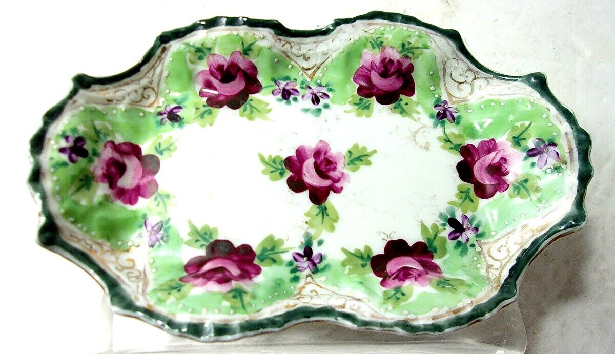VTG Antique 1800s Small Shallow Scalloped Porcelain Fine China Pin Tray