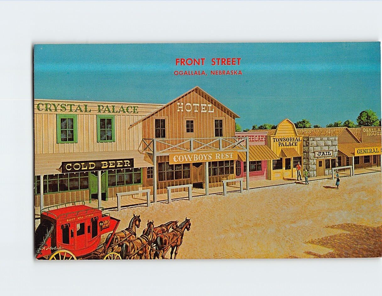 Postcard Front Street Ogallala Nebraska USA