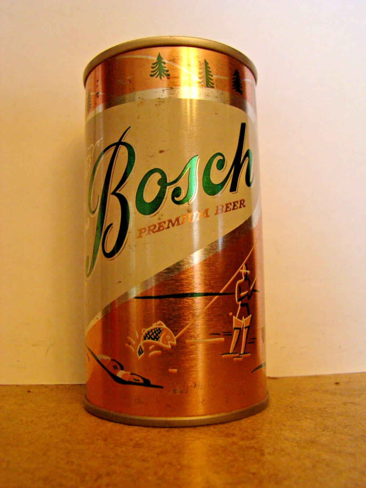 Bosch Beer, Steel Beer Can, Pop Top. Bottom Opened