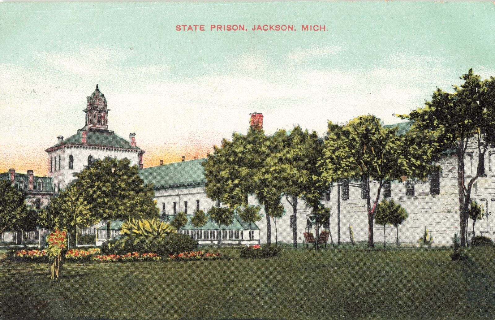 ASYLUM Jackson MI c.1906 PRISON for the CRIMINALLY INSANE Complex built 1842