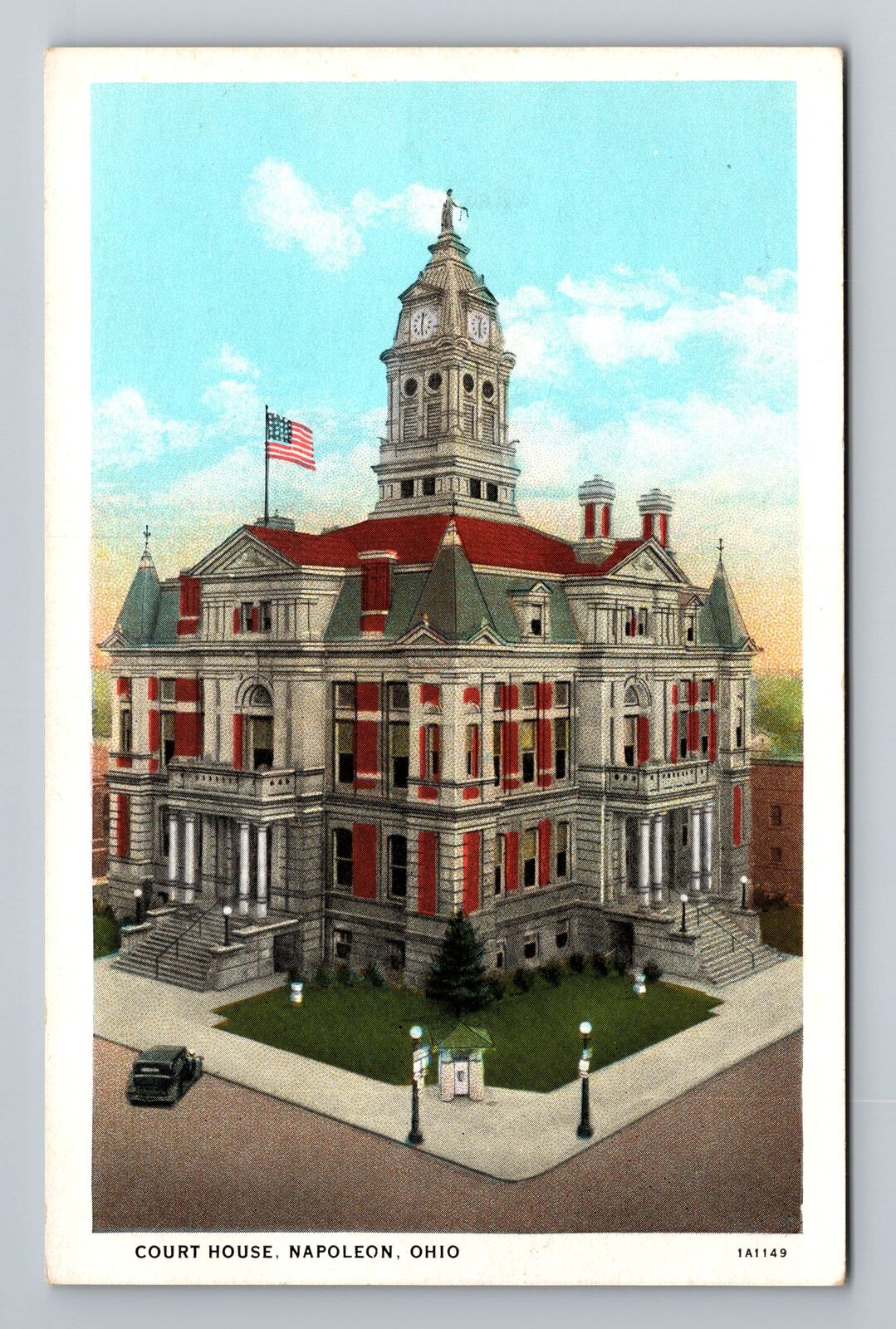 Napoleon OH-Ohio, Court House, Antique Vintage Souvenir Postcard