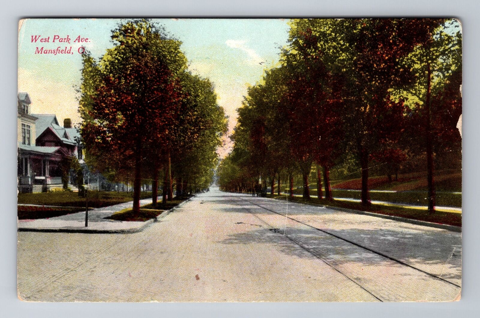 Mansfield OH-Ohio, West Park Avenue, c1911 Antique Vintage Souvenir Postcard