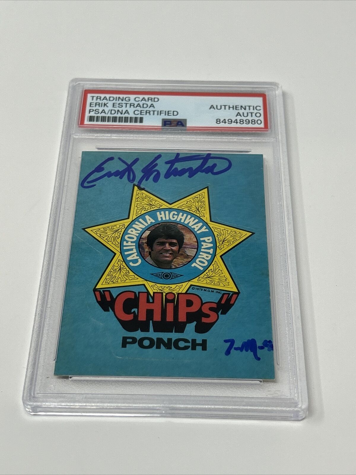 Erik Estrada signed autograph auto 1979 Donruss CHiPs Trading Card/Sticker PSA