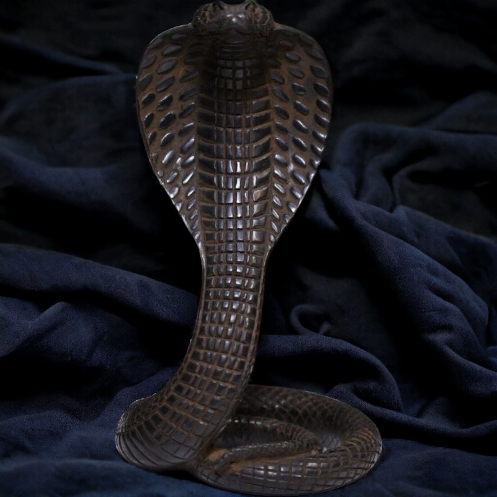 Exquisite Handcrafted Black Uraeus Cobra Statue - Ancient Egyptian Protective-BC
