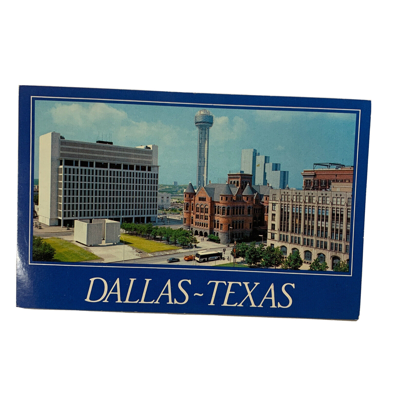 Dallas Texas Kennedy Plaza Postcard Records Building Reunion Tower Courthouse