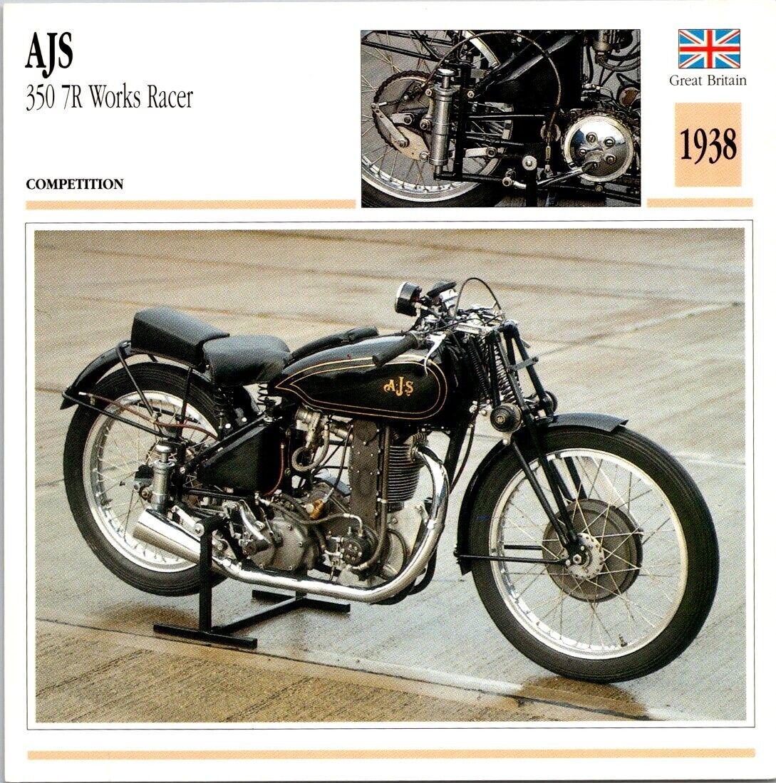 AJS 350 7R Works Racer 1938 Great Britian Edito Service Atlas Motorcycle Card