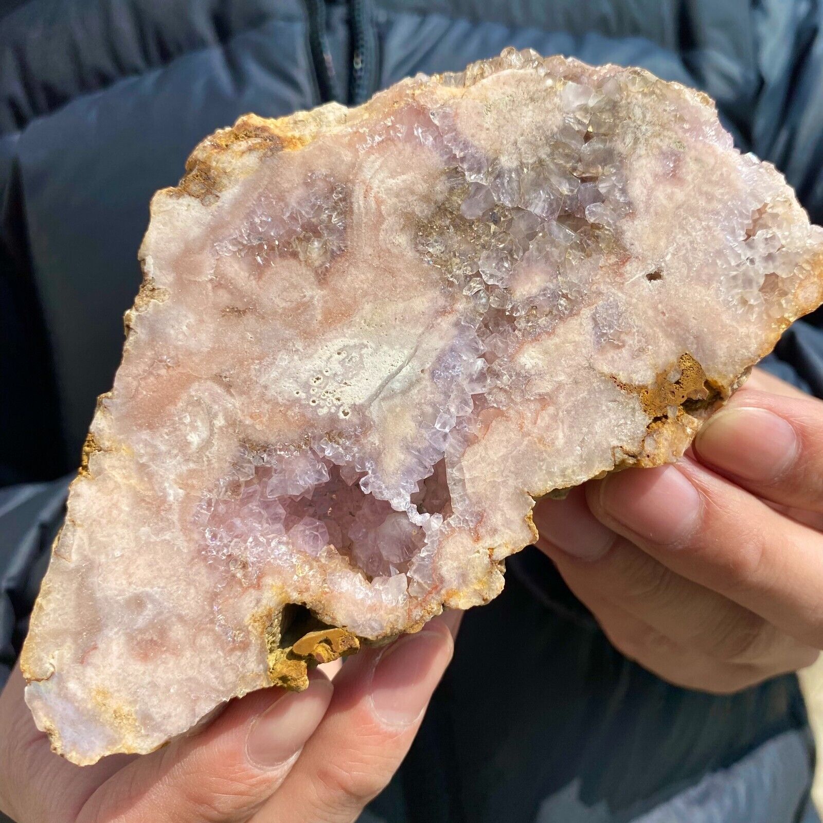 230g Natural Pink Amethyst Geode Slab quartz crystal cluster Mineral Specimen