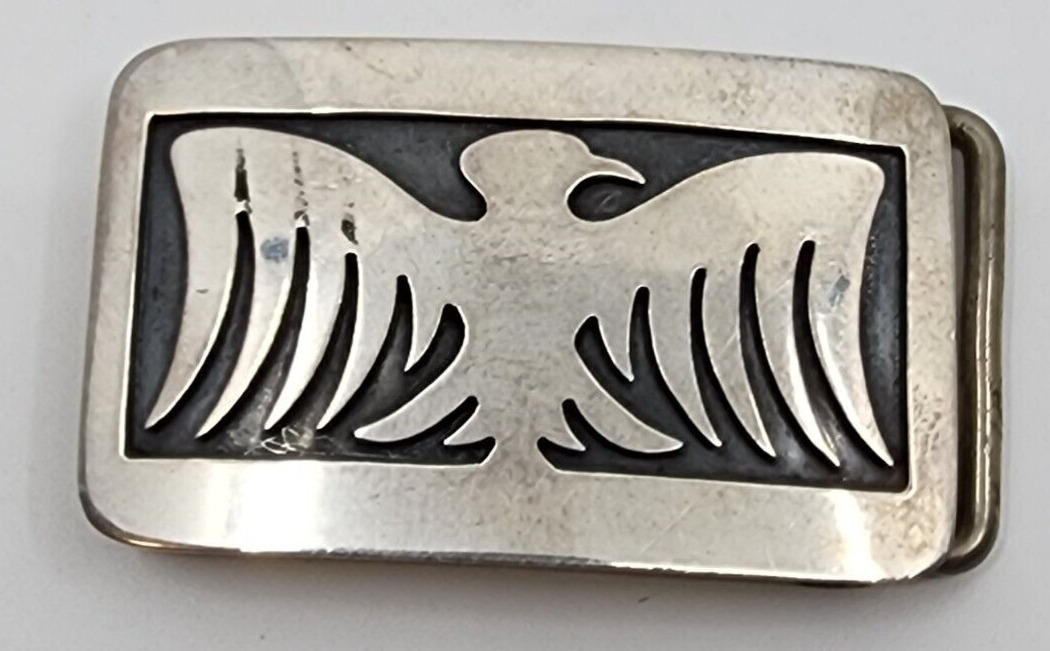 Vintage Native American Sterling Silver Thunderbird Belt Buckle