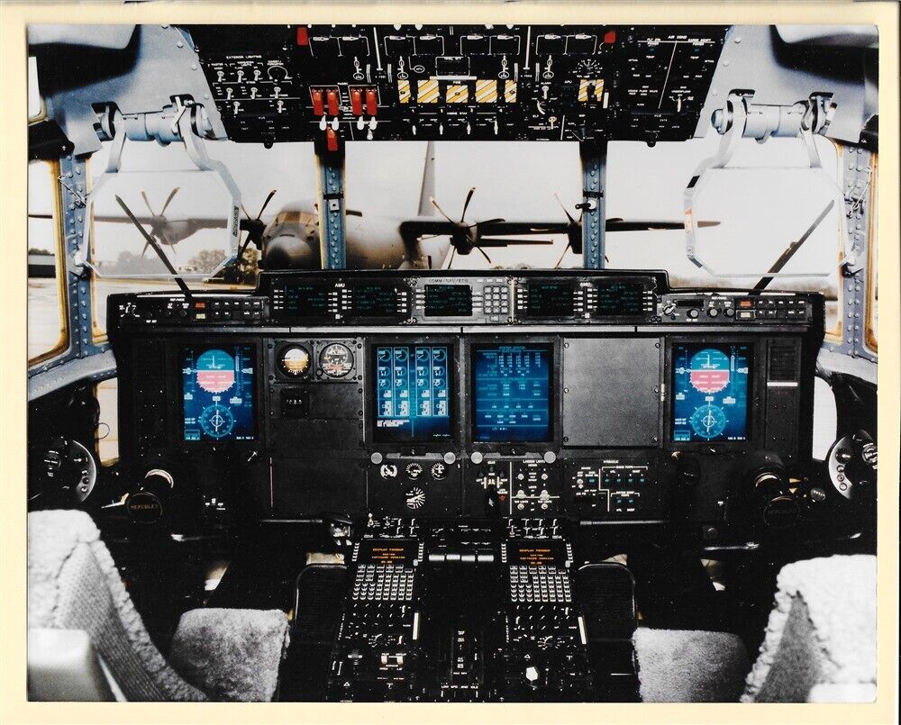 1990s USAF C-130J ? Hercules Cockpit 8x10 Original Photo