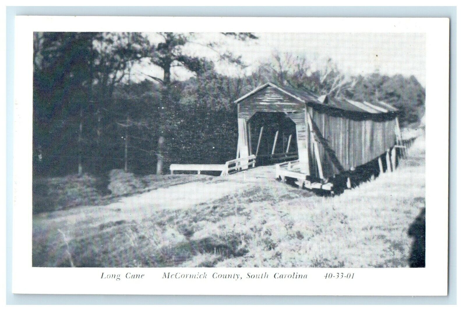 c1940\'s Long Cane Covered Bridge McCormick County South Carolina SC Postcard