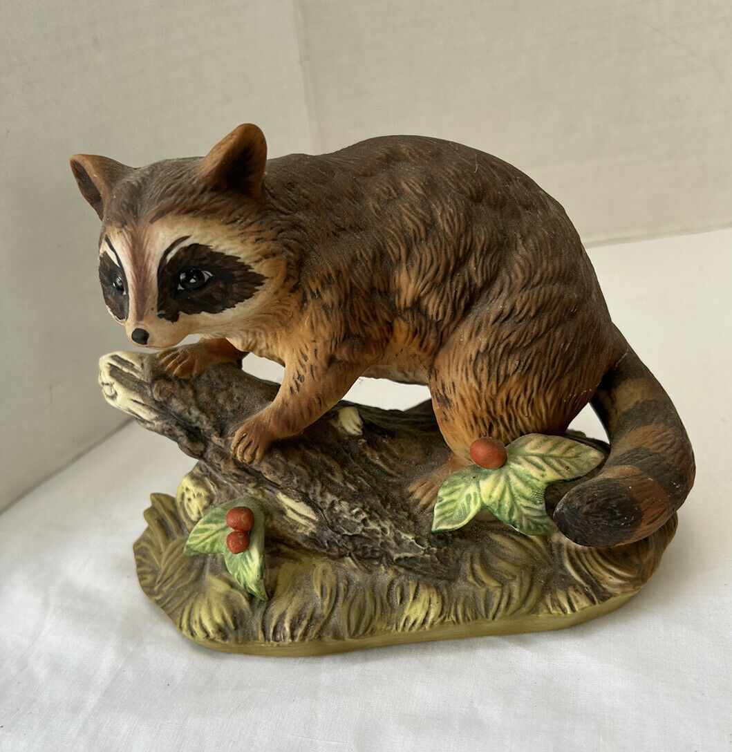 Masterpiec by Homco Raccoon on a Branch Porcelain Figurine 7 in