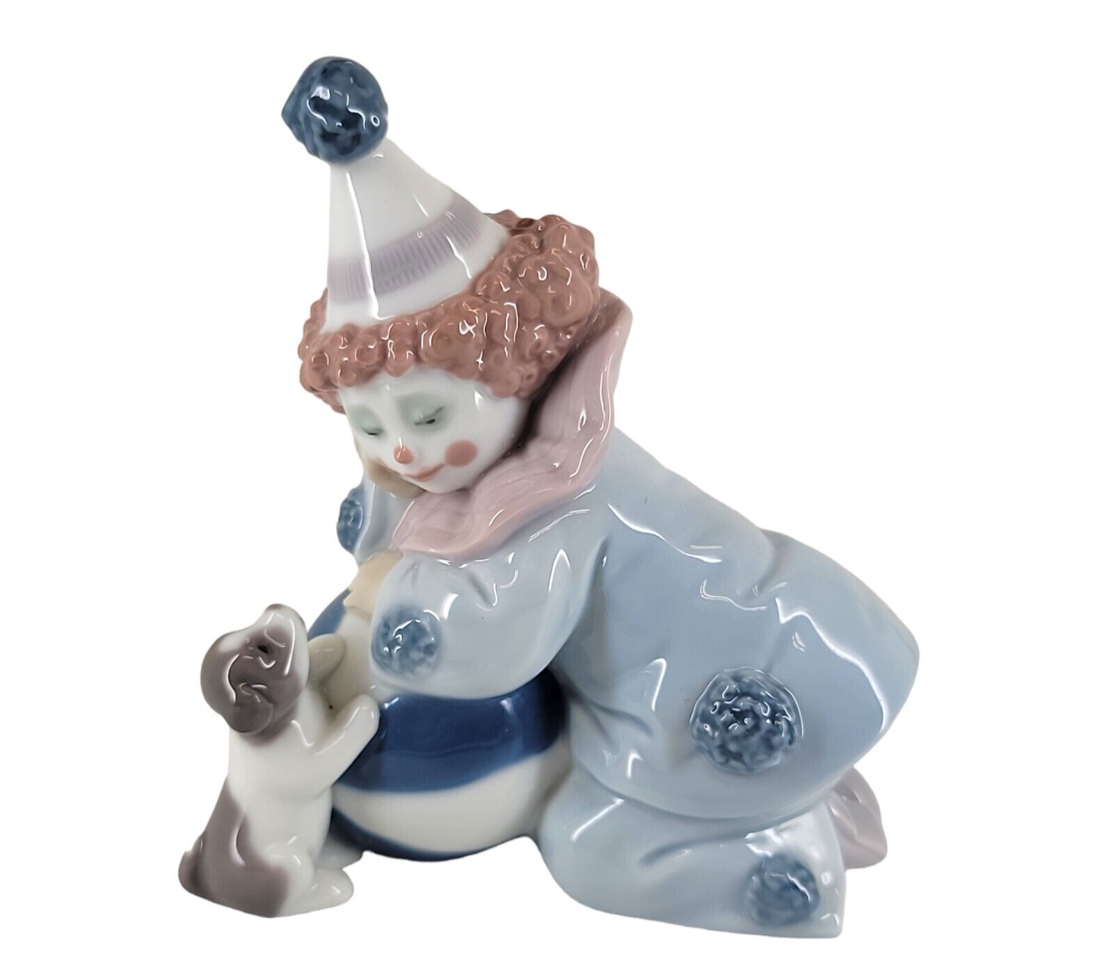 Lladro 1985 Pierrot Clown With Puppy And Ball #5278 Porcelain Figurine 4.5\