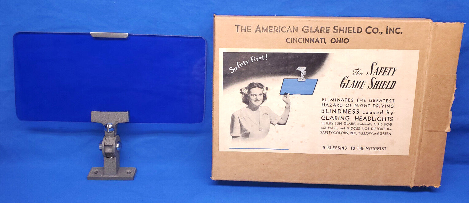 NOS Vintage 1930s 1940s Accessory Chevy Bomb Safety Glare Shield Sun Visor