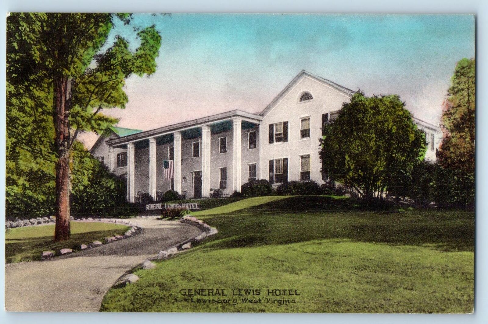 Lewisburg West Virginia Postcard The General Lewis Hotel Exterior c1940s Vintage