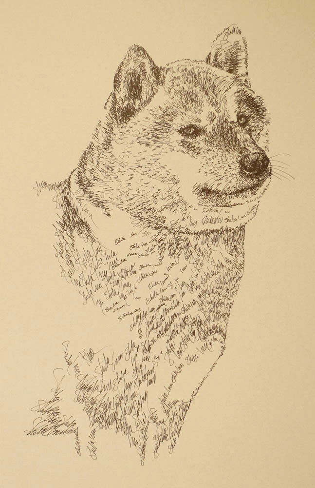 Japanese Shiba Inu Dog Art Print #35 Stephen Kline adds your dogs name free GIFT
