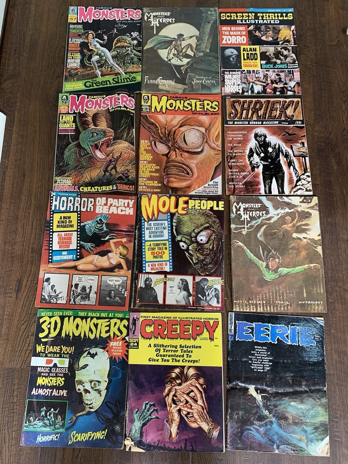 12 Monster Horror Magazines Famous Monsters Monster World Low Grade Lot 72024-2