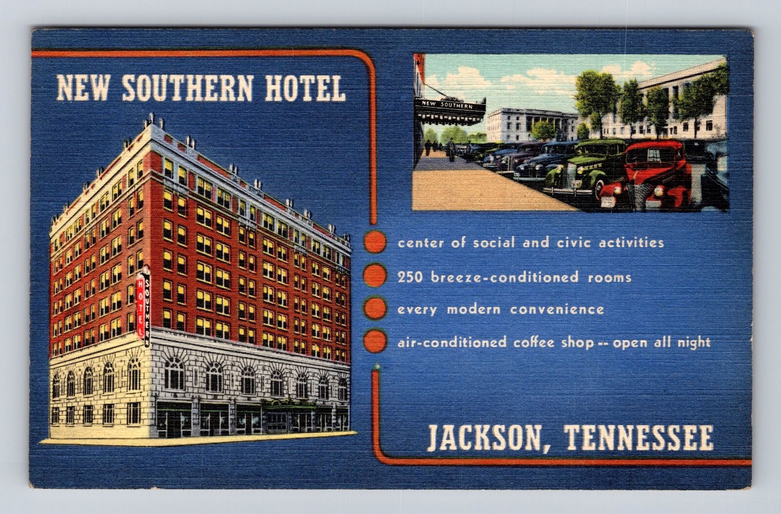 Jackson TN-Tennessee, New Southern Hotel, Advertising, Vintage Souvenir Postcard
