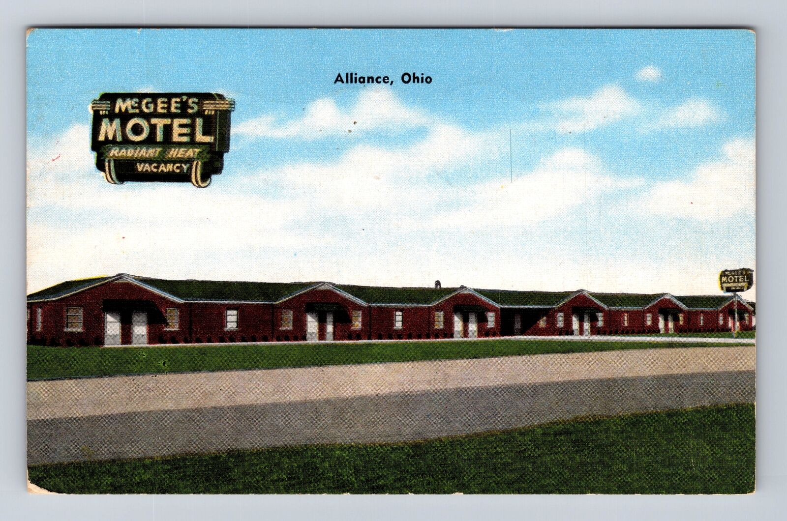 Alliance OH-Ohio, McGee\'s Motel, Rt. 62, Advertising, Vintage c1952 Postcard