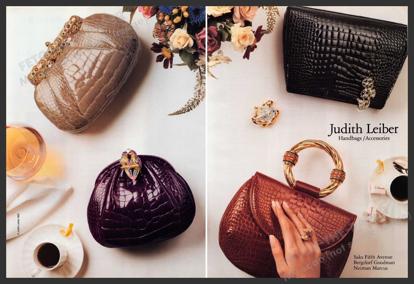 Judith Leiber Handbags & Accessories 1990s Print Advertisement (2 pages) 1992