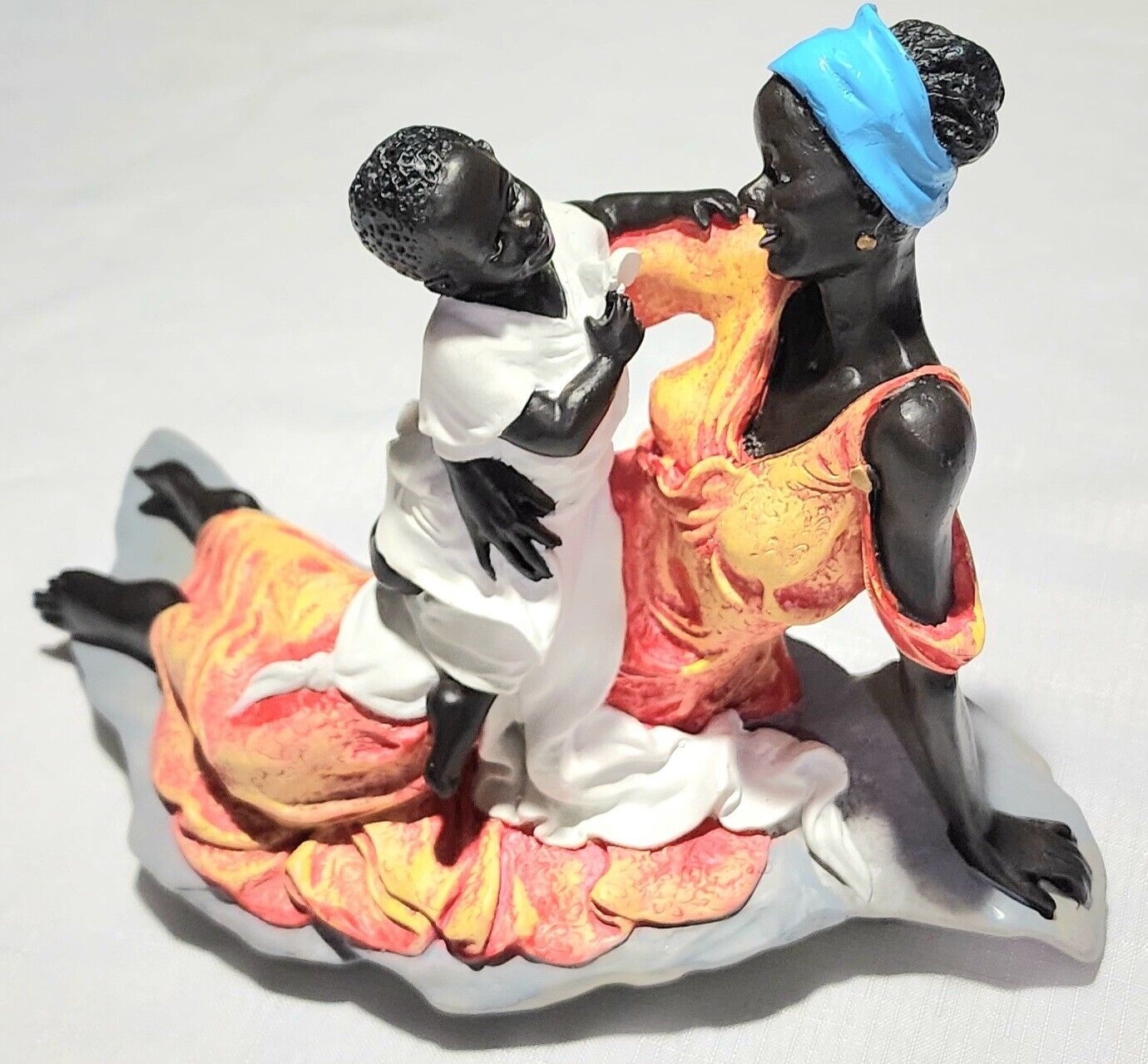 Vintage 1980s Armani Florance Style Black Maternity w/child figurine,Resin mold 