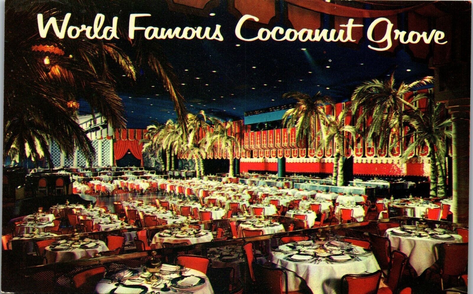 Vintage CA Postcard Famous Cocoanut Grove Supper Club Los Angeles Restaurant