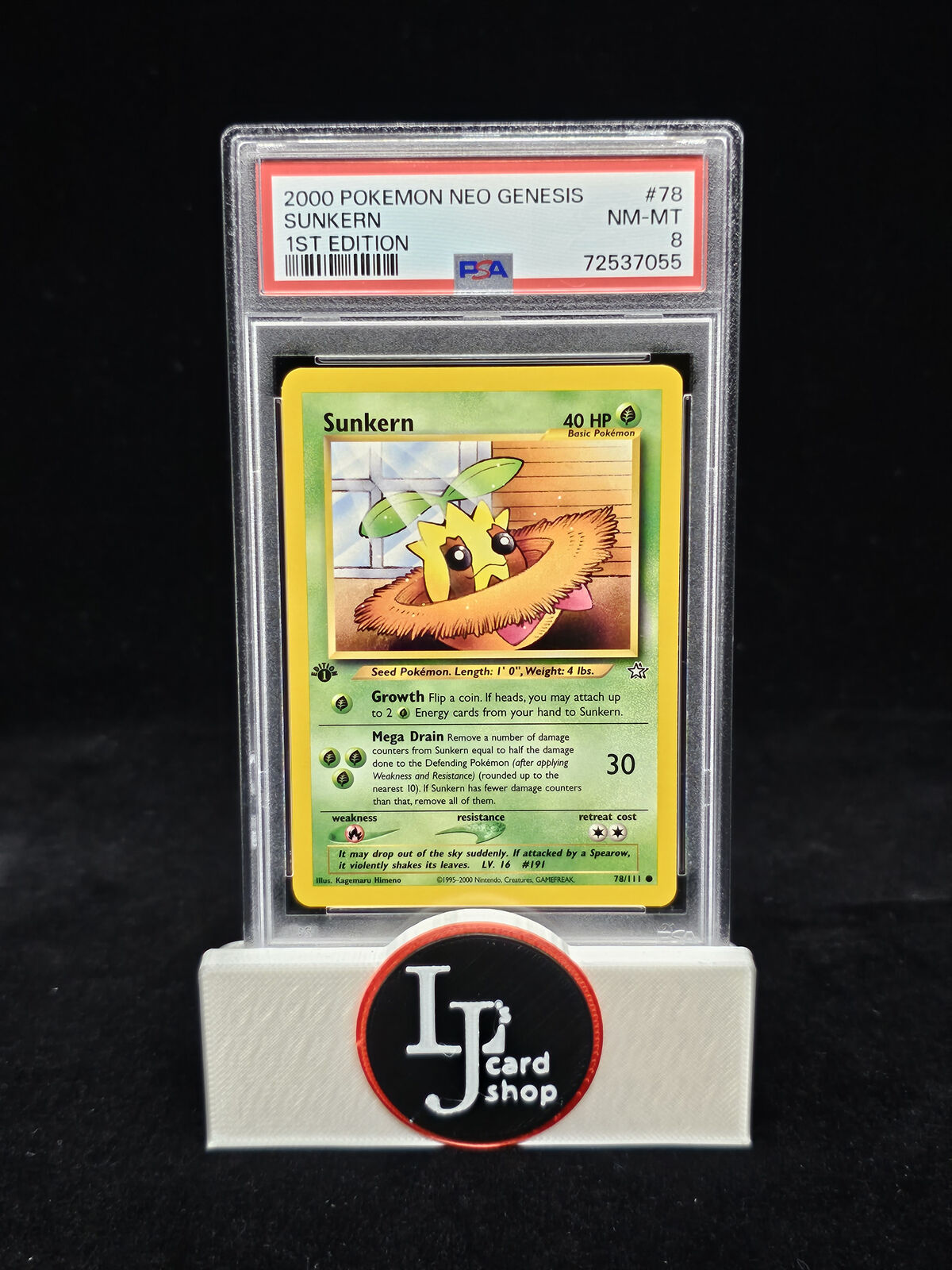 2000 Pokemon Neo Genesis Sunkern #78 1st Edition PSA 8 (7055) KJC