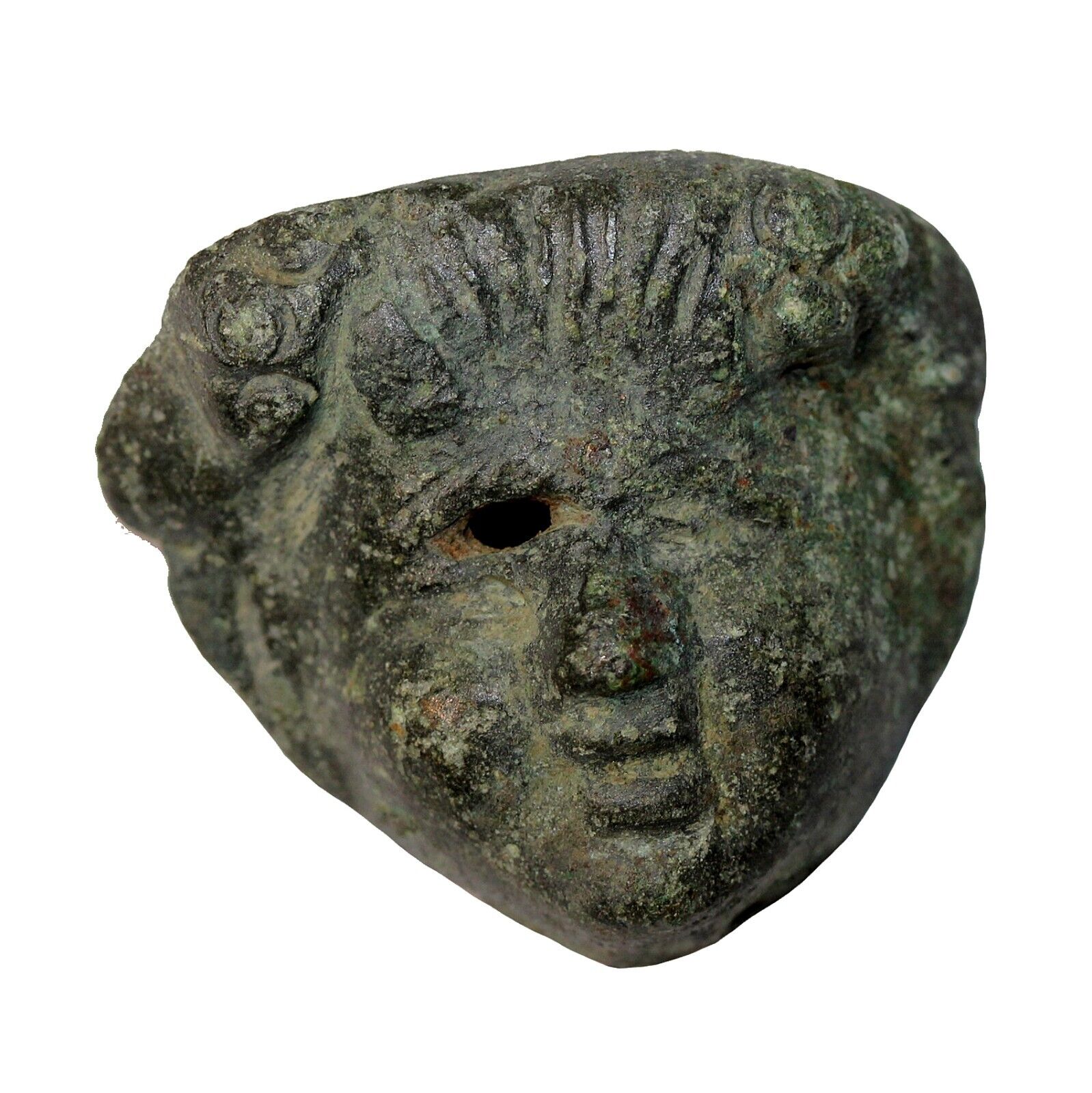 Ancient Roman Byzantine Bronze Applique Facing Bust 3rd-9th Centuries AD