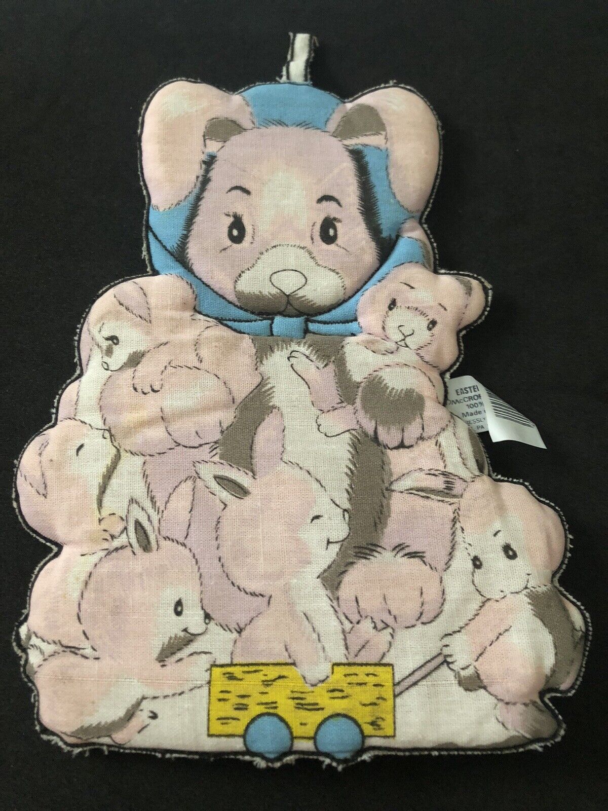 Vintage Mom Bunny w/ Babies Easter Themed Fabric Hot Pad Pot Holder