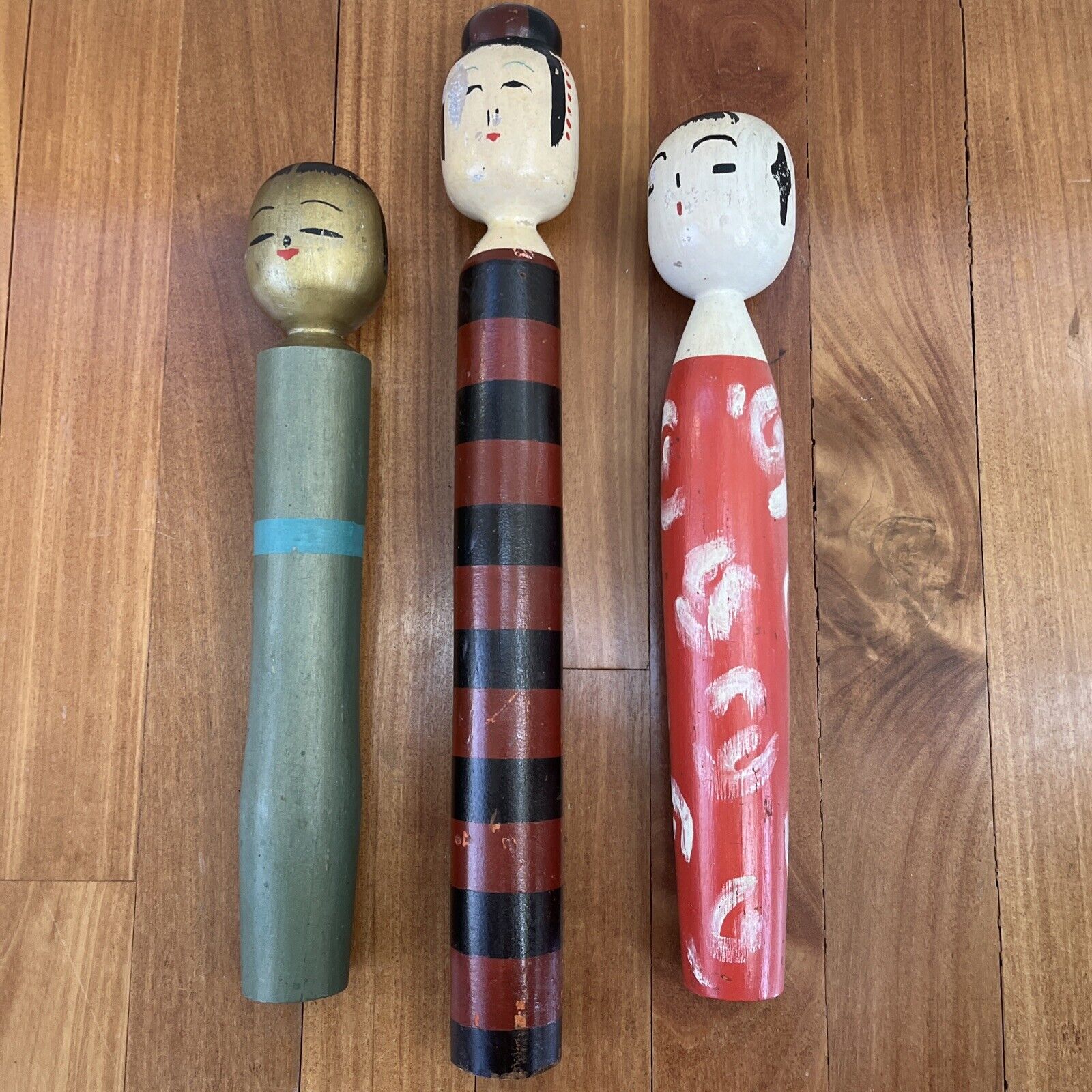 Vintage Handmade Kokeshi Style Wooden Dolls - Made From MLB Bats SEE