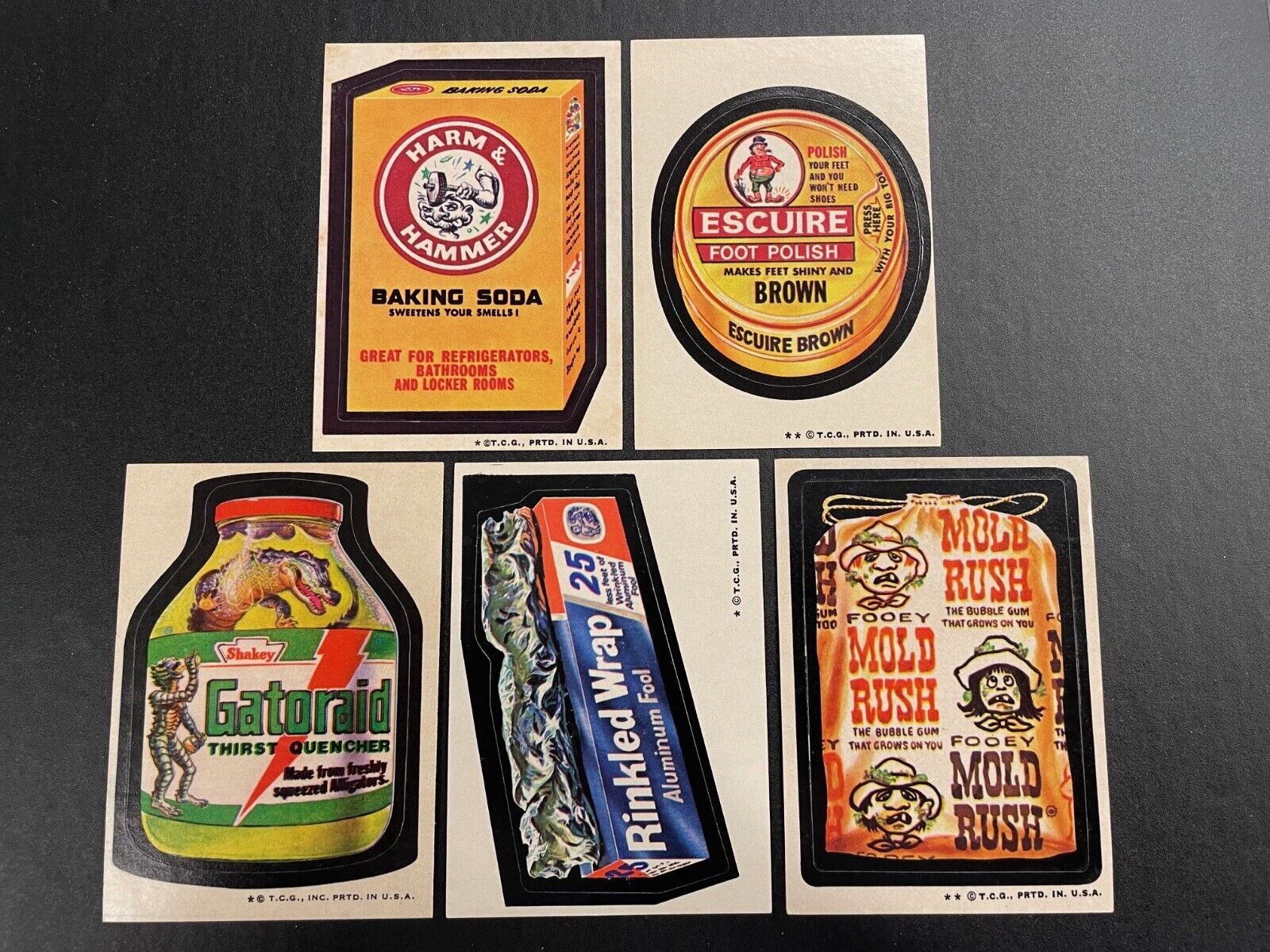 1973-1974 WACKY PACKAGES LOT OF 5 SERIES 3-4-6 ESCUIRE-GATORAID-MOLD RUSH EX-NM