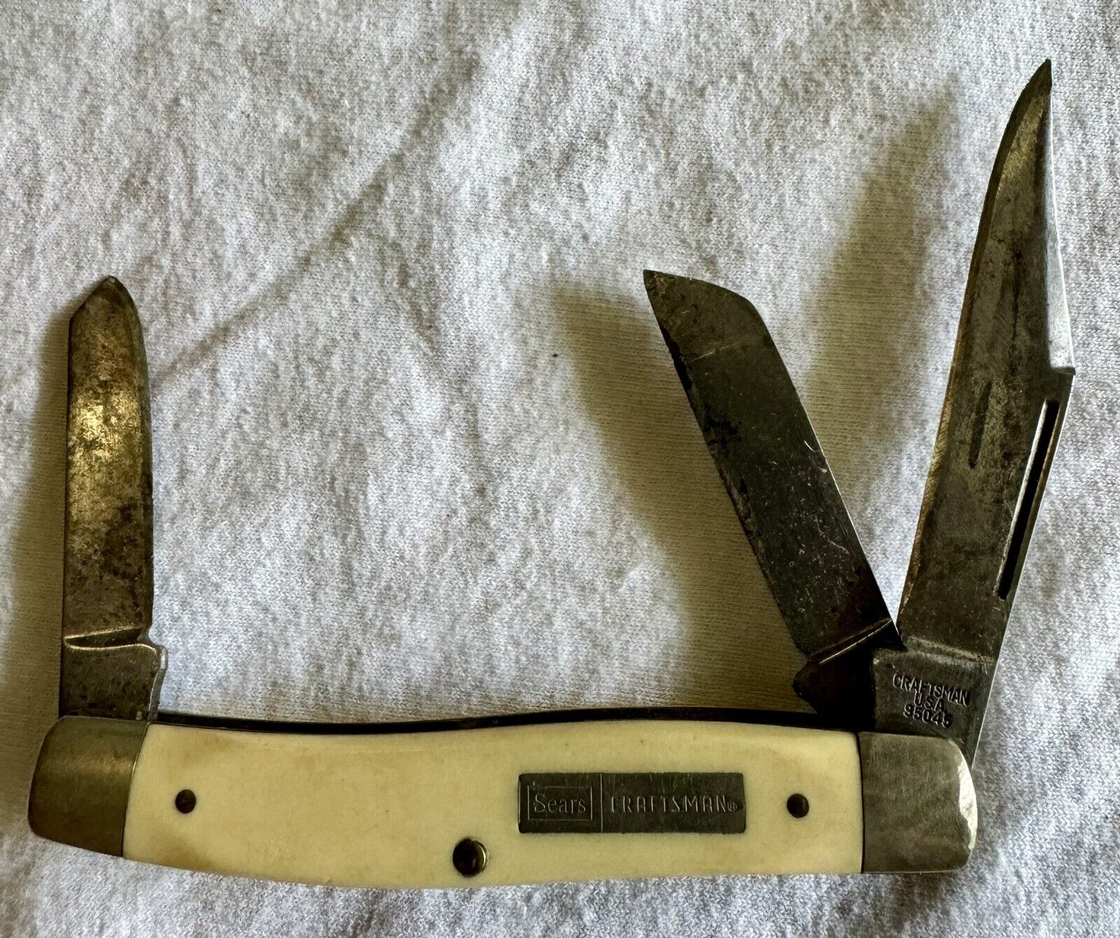 Vintage Sears Craftsman Folding 3 Blade Pocket Knife #95045 USA