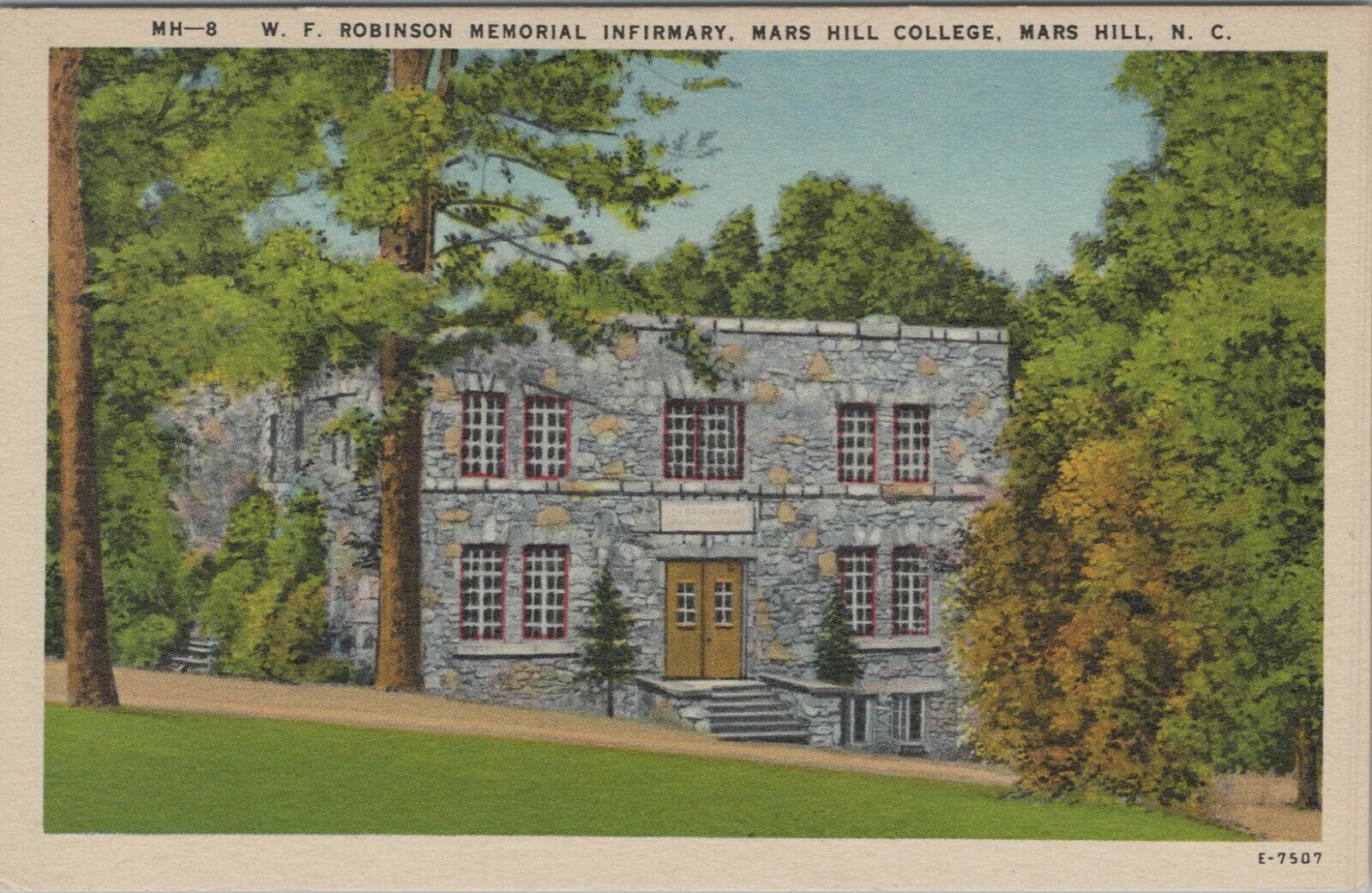c1940s Robinson Infirmary Mars Hill College North Carolina linen postcard B677