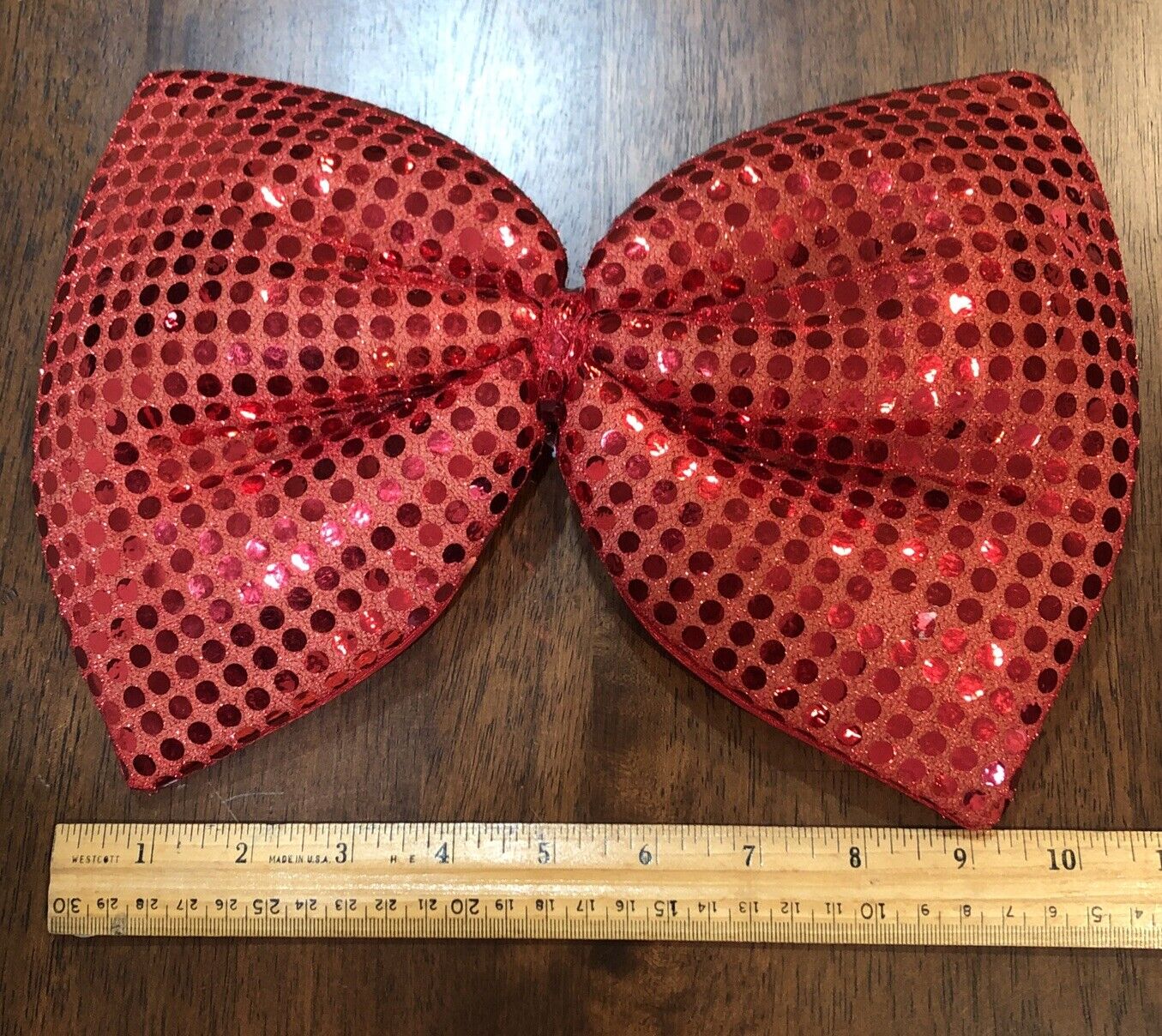 HUGE RED Bowtie Bow Tie Sequin Halloween Accessory Dress Up Theatrical Clown Rea