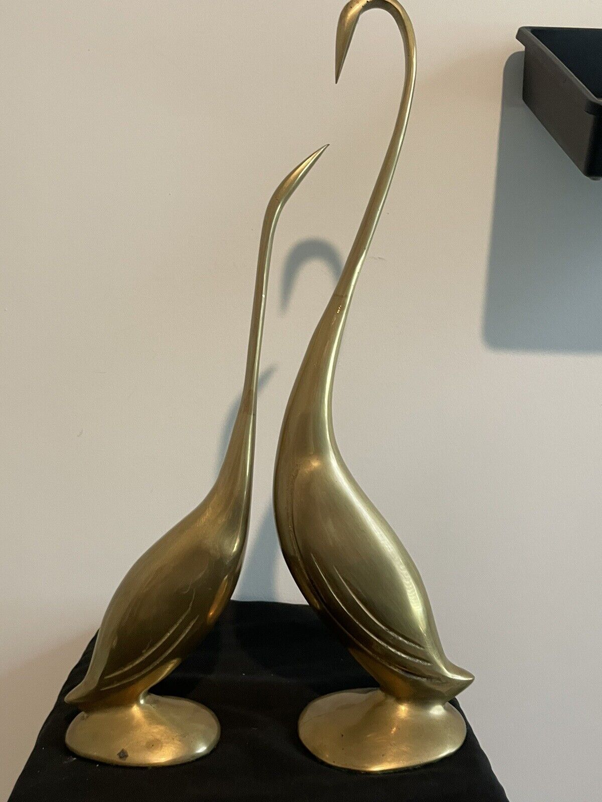 MCM  Gatco Brass Heron Crane Bird Sculptures Large 16.5” & 14”