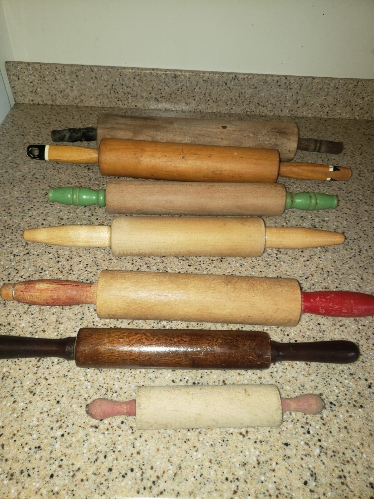 Lot of 7 Vintage Wooden Wood Rolling Pins Farmhouse Primitive Unbranded