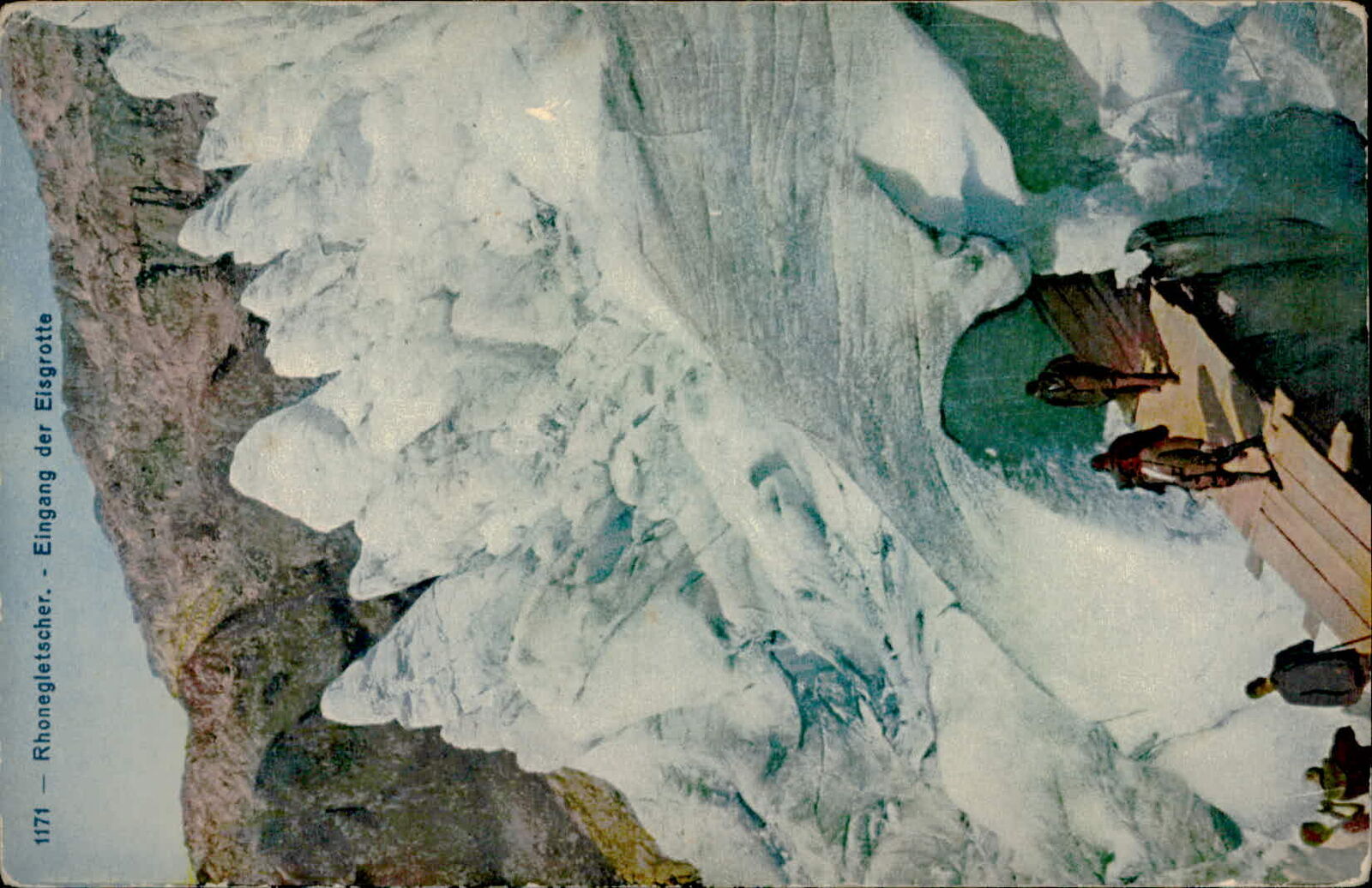 Postcard: Rhone Glacier. Ice grotto entrance