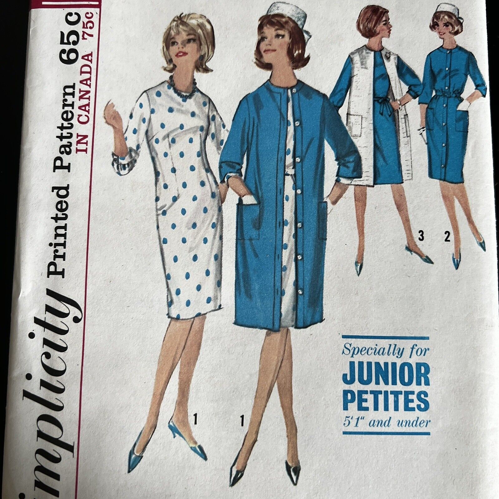 Vintage 1960s Simplicity 5367 Petite Sheath Dress + Coat Sewing Pattern 7 UNCUT