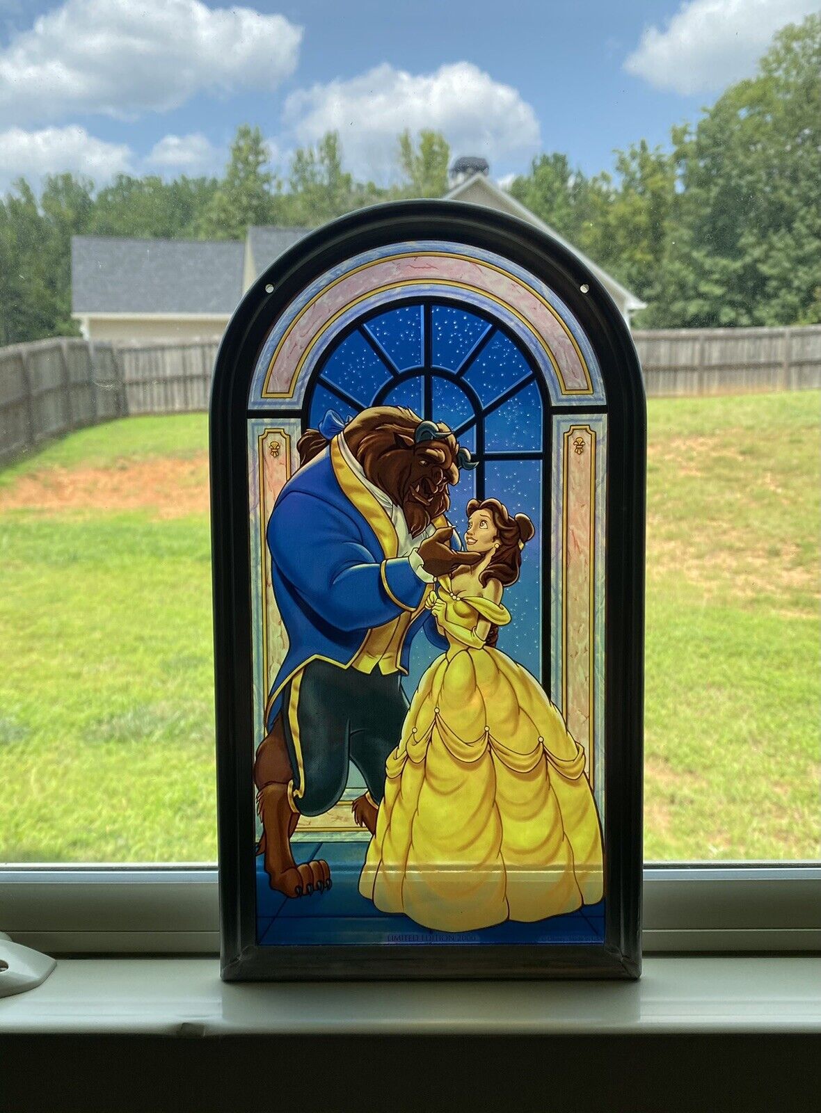 Disney’s Beauty And The Beast 12” Stained Glass Panel w/Stand & Numbered COA