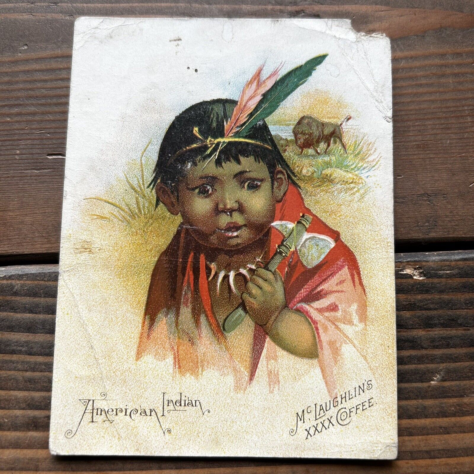 1889 McLaughlin\'s XXXX Coffee Trade Card - American Indian Ephemera