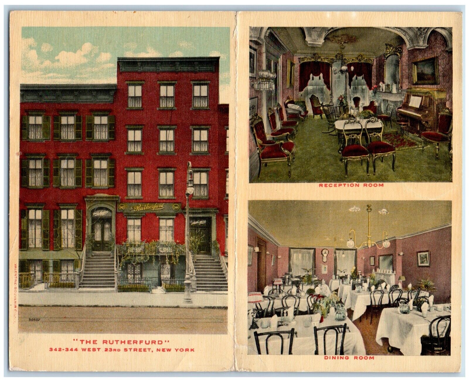 The Rutherfurd Reception Room Dining Room Restaurant Hotel NYC Vintage Postcard
