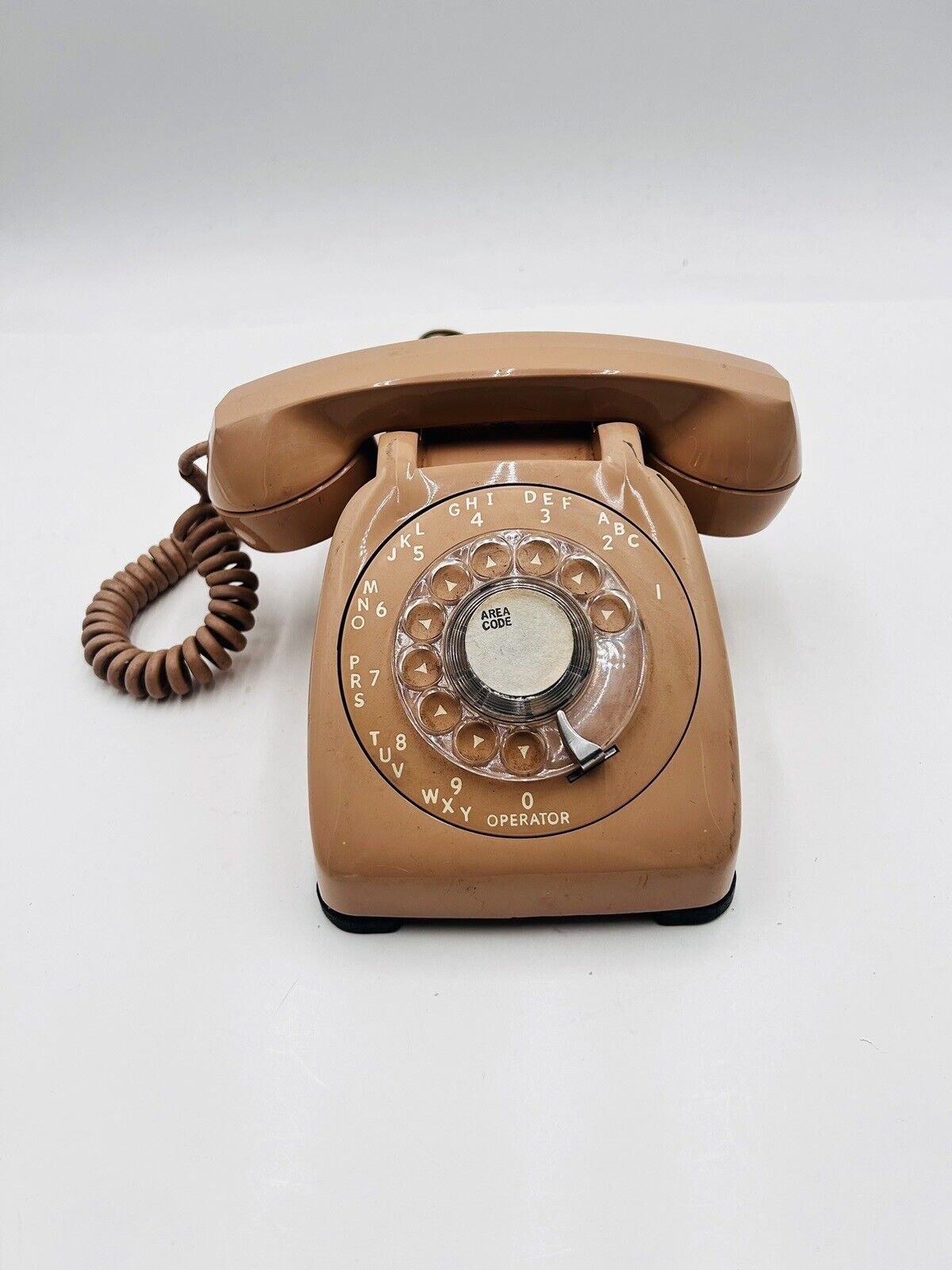 Vintage Automatic Electric Rotary Dial Desk Telephone 1970’s Tan Monophone USA