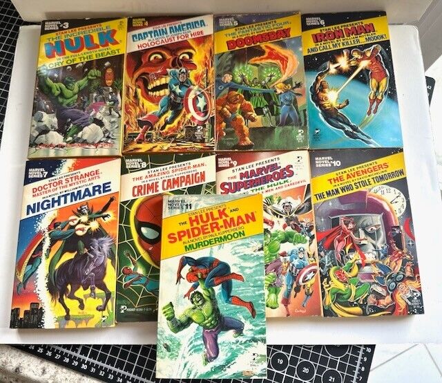 Vintage Pocket Books Marvel Novel Series #3-11 Hulk, Cap, FF, X-Men Rare 1970'S