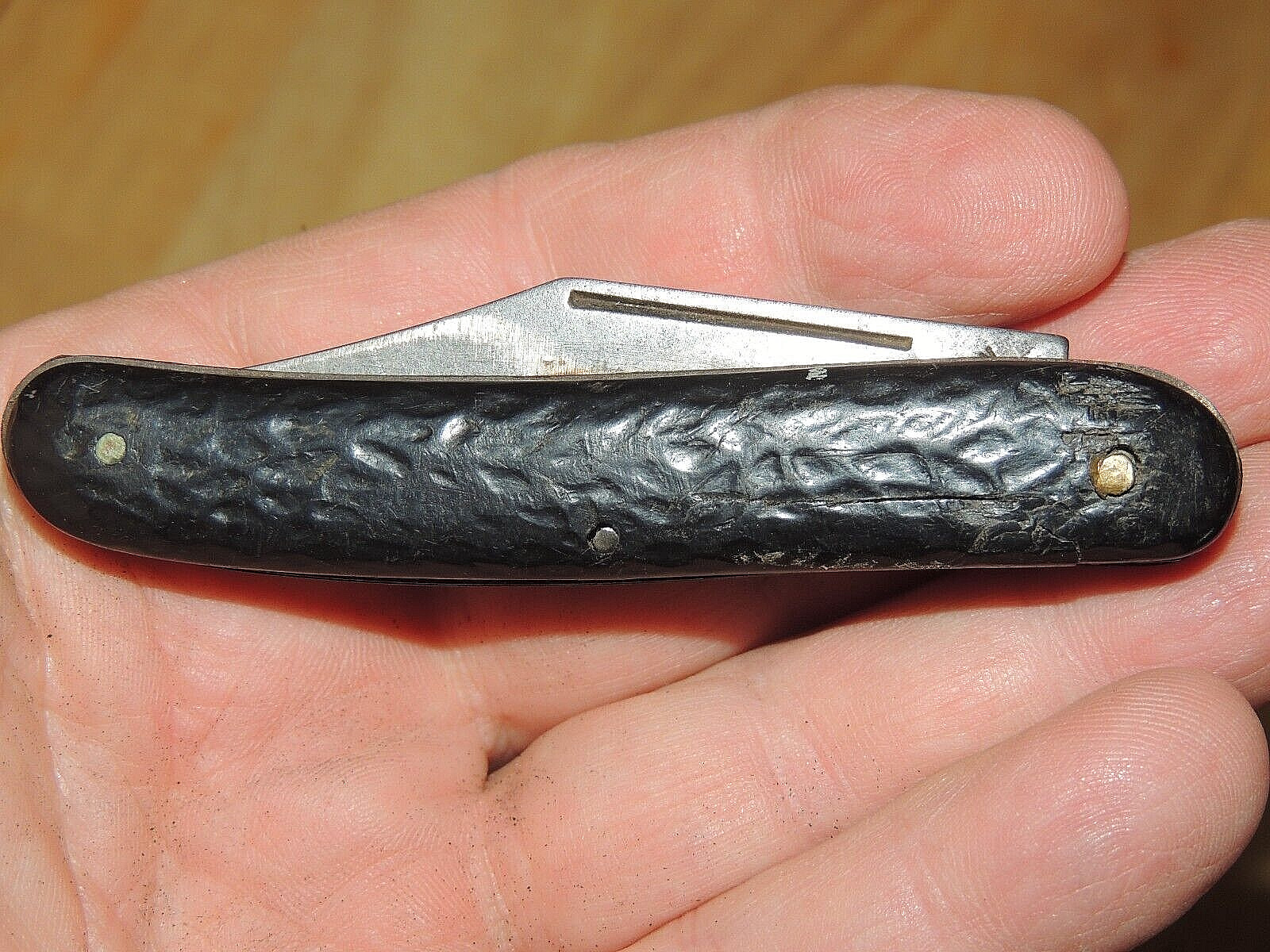Vintage Johnston USA Pocket Knife 2-Blade Black Case